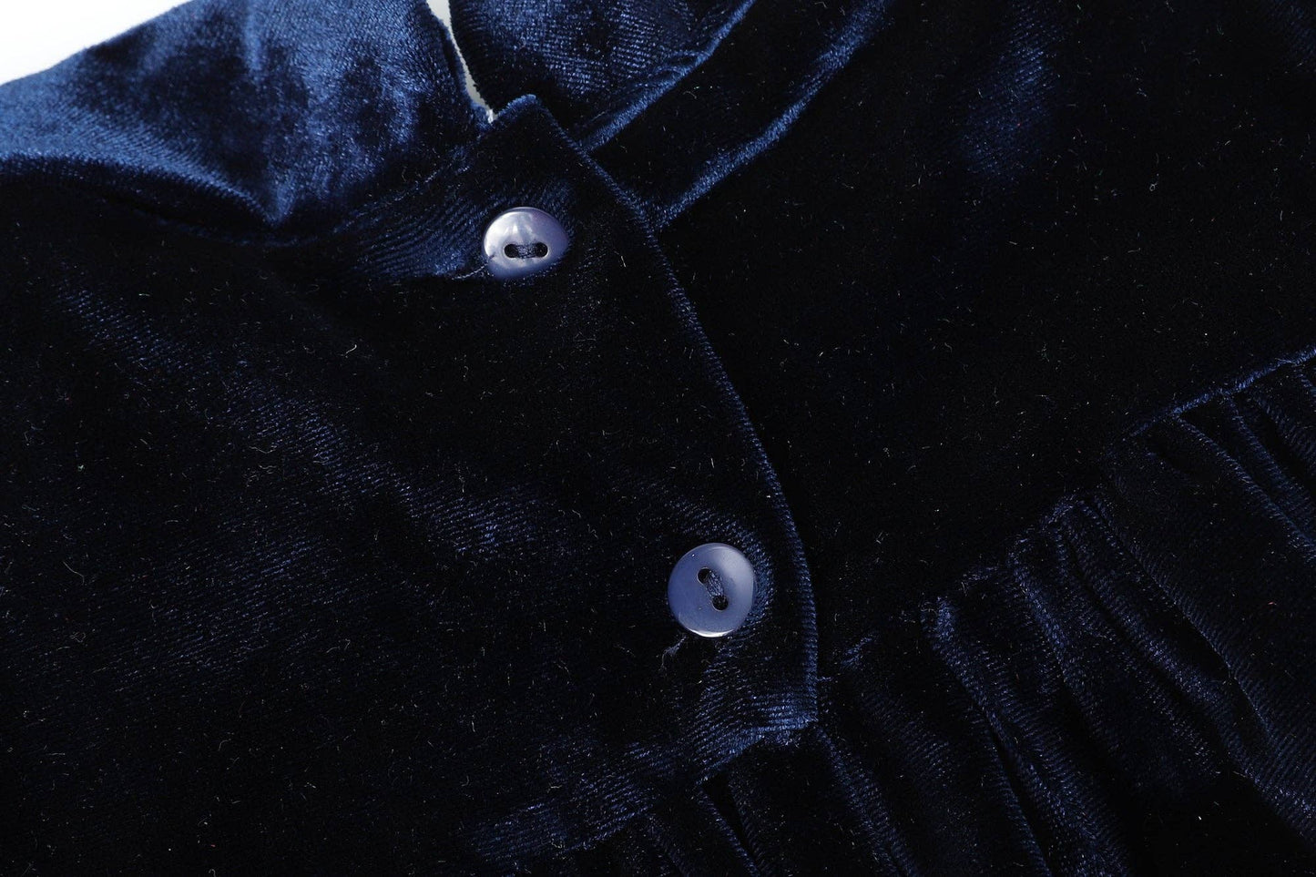 Navy Blue Velvet Flutter Sleeve Dress