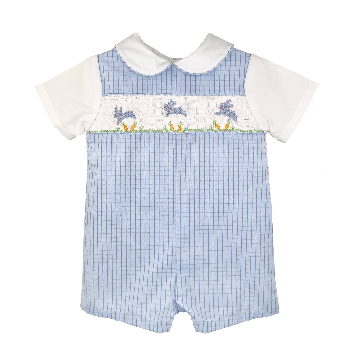 Romper with Hand Picture Smocked Bunnies