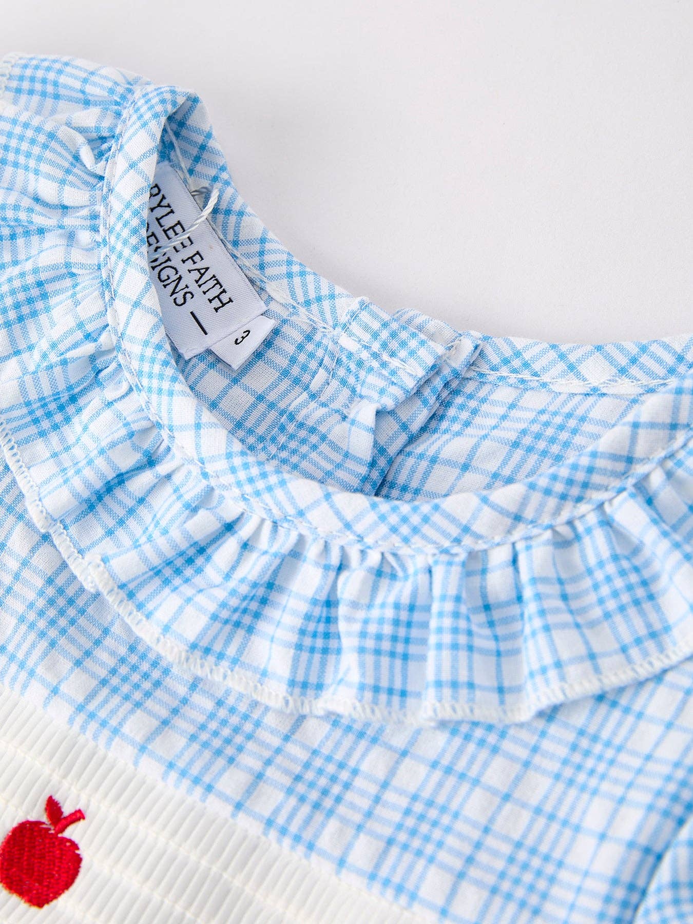 Back To School Blue Plaid Girls Cotton Dress