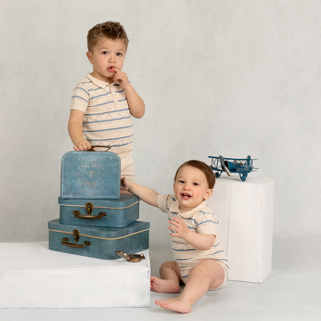 Boys Pointelle Striped Knit Set