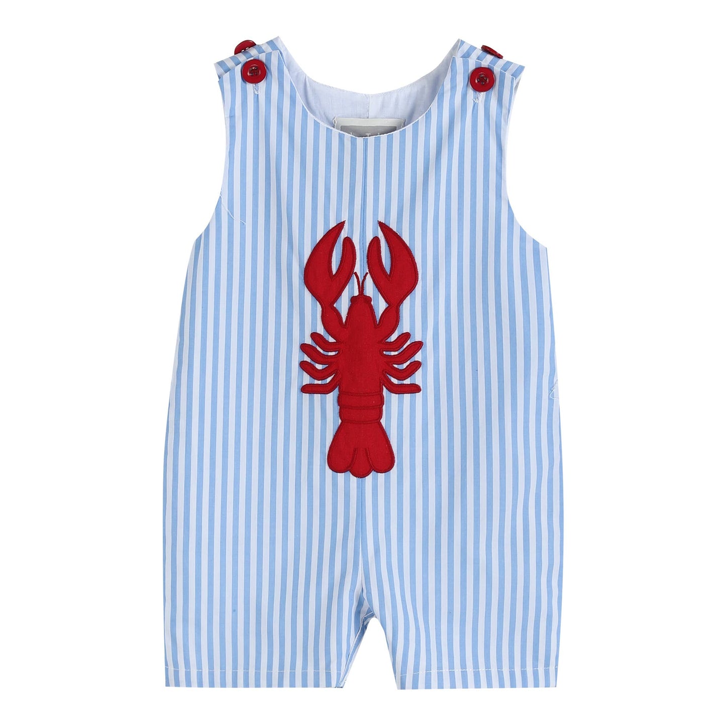 Blue Striped Lobster Applique Shortalls