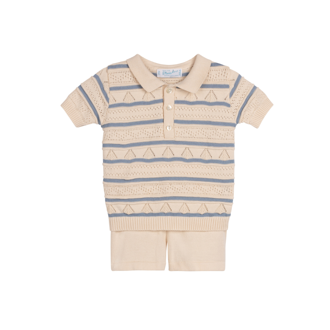 Boys Pointelle Striped Knit Set