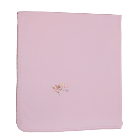 Baby Balloon Pink Bear Pima Blanket