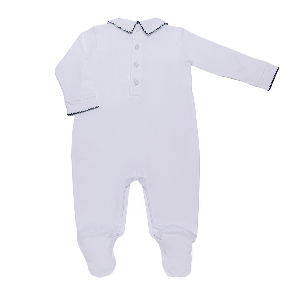 Baby White and Navy Blue Pima Cotton Footie