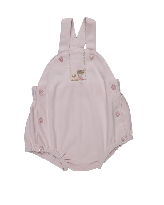 Girl & Dog Play Pima Overall with Onesie