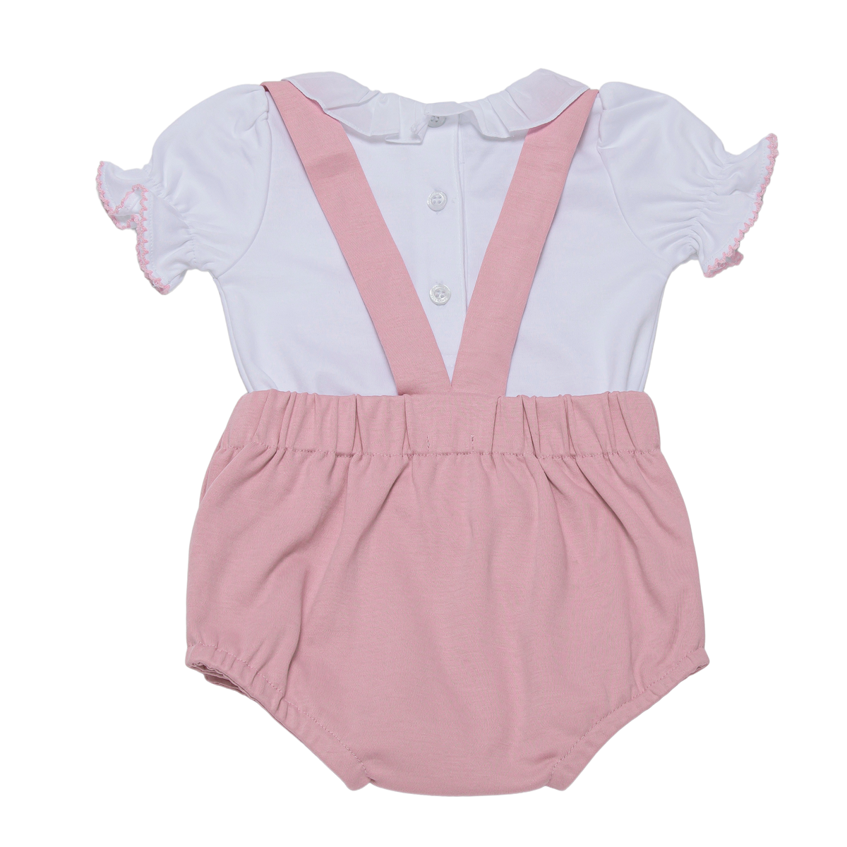 Embroidered Bow Bubble Pima Overall with Onesie