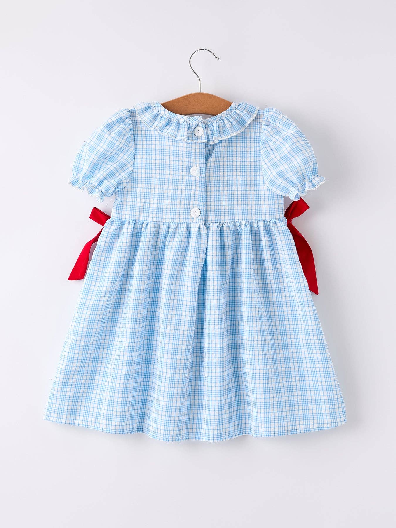 Back To School Blue Plaid Girls Cotton Dress