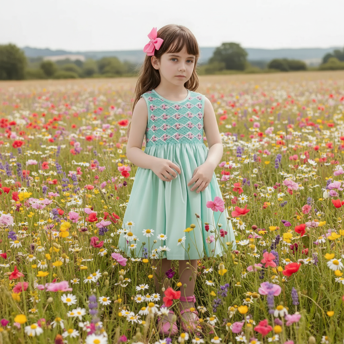 Mint Geometric Smocked Dress