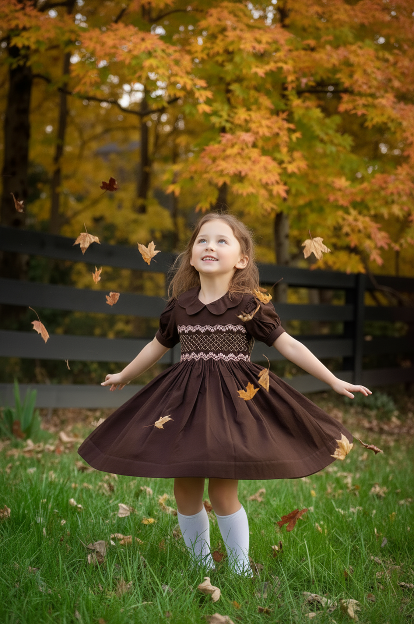 Brown Corduroy Smocked Dress