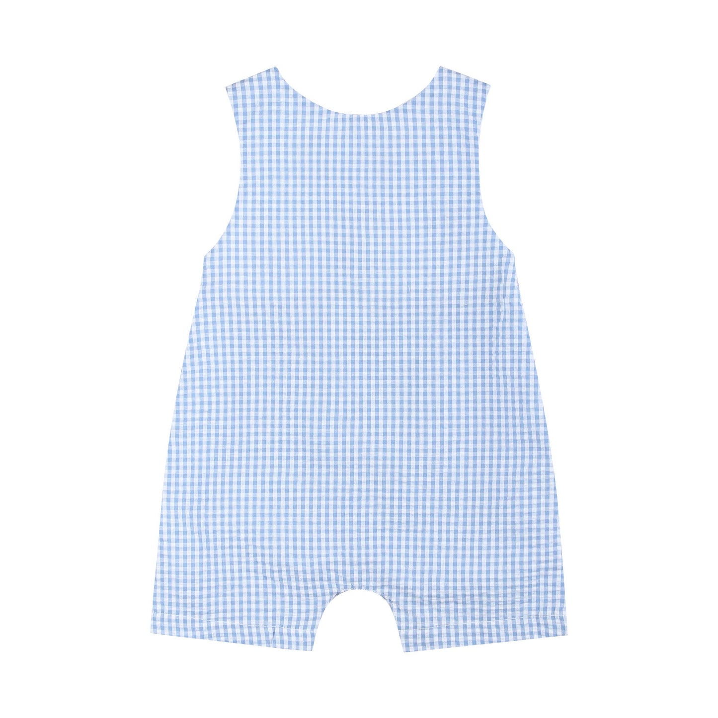 Blue Gingham Crawfish Smocked Shortalls
