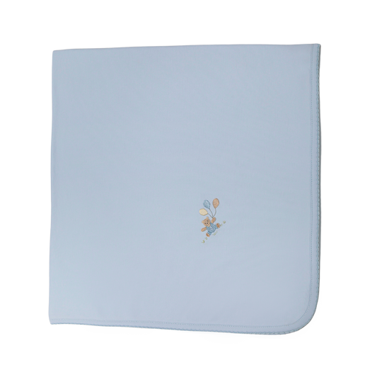 Baby Balloon Blue Bear Pima Blanket