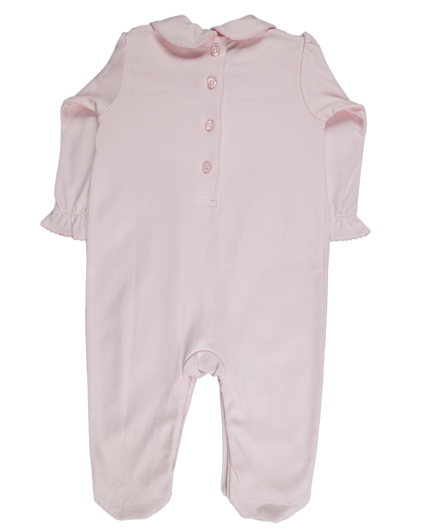 Pink Bear Smocked & Embroidered Pima Cotton Footie