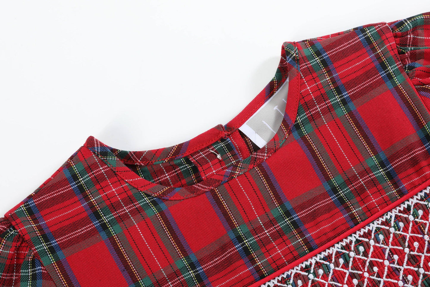 Red and Green Christmas Plaid Smocked Dress