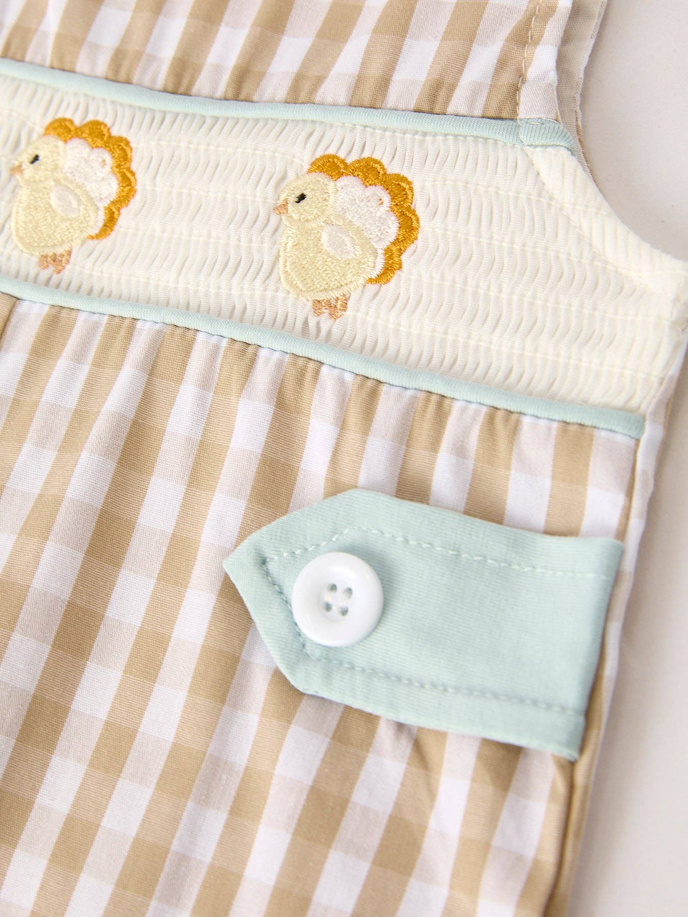 Thanksgiving Plaid Embroidered Smocked Boys Romper